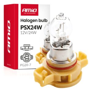 Amio - Λάμπα Αλογόνου PSX24W 12V 24W Βάση PG20-7 για Φώτα Ημέρας (DRL) & Προβολείς Ομίχλης  - 1 τεμ.(04411/AM)