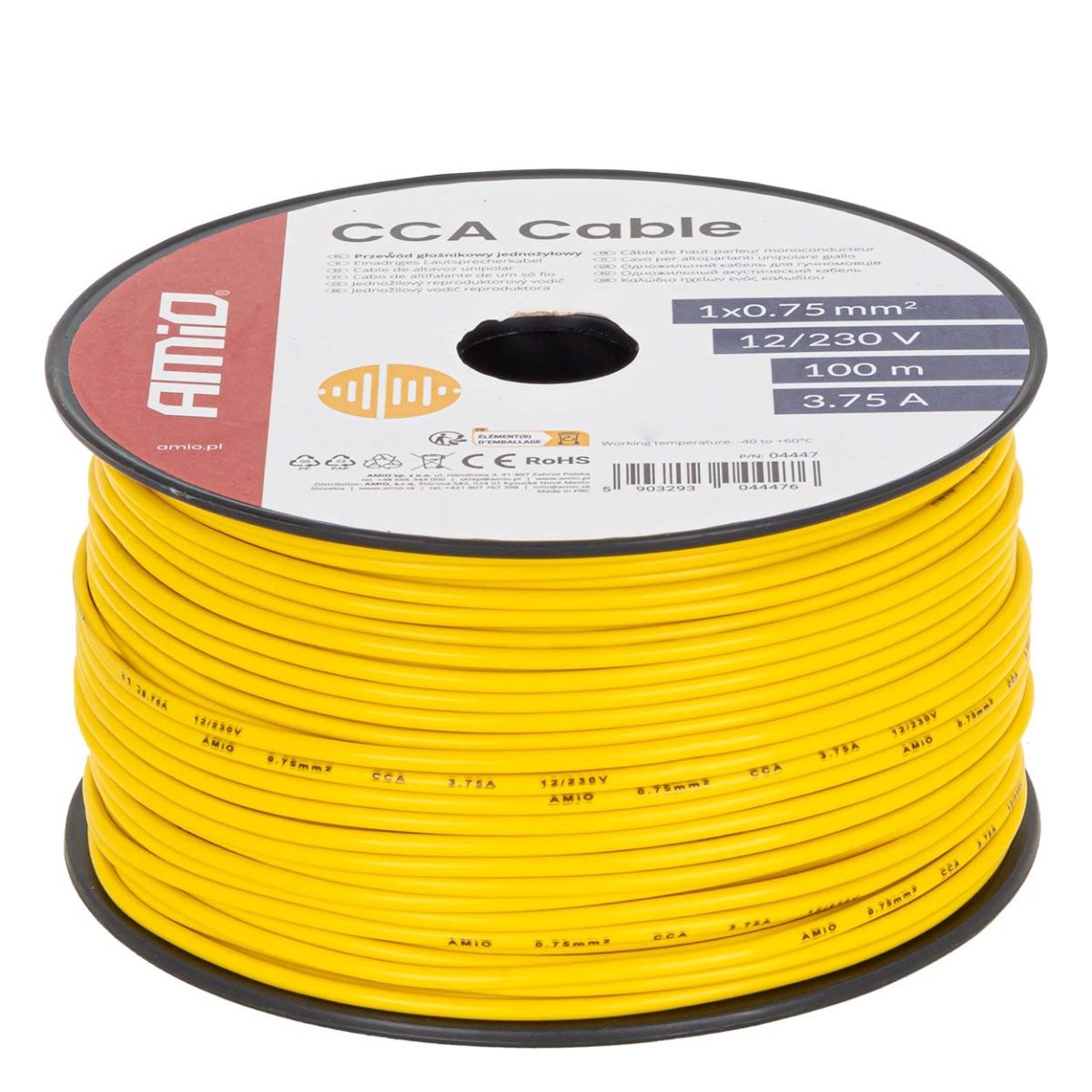 Amio - Καλώδιο Ηχείων CCA 1×0,75mm² 100m – 3,75A / 12-230V - 1 τεμ. (04447/AM)