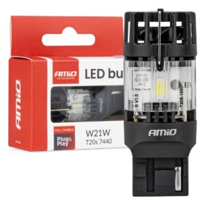 Amio – LED CSP T20S W21W 7440 Καρφωτό 12V 66W 4800lm 6500K Full CANBUS για Όπισθεν & Ισχυρό Φως – 1 Τεμ. (04686/AM)