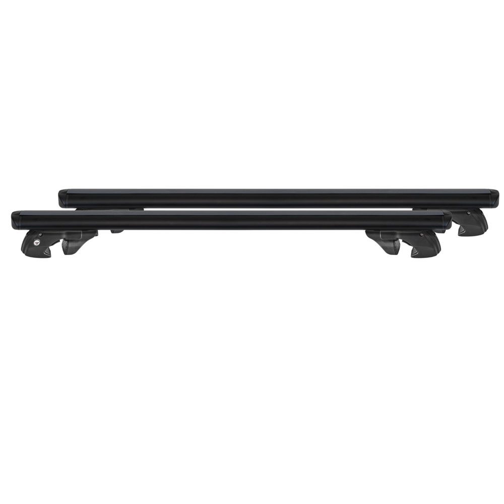 MENABO ΜΠΑΡΕΣ ΟΡΟΦΗΣ ΑΛΟΥΜΙΝΙΟΥ FENDER 118 cm ΣΕ ΜΑΥΡΟ ΧΡΩΜΑ ΓΙΑ Renault Clio III Sporter 5 doors 2007>2012 ΜΕ RAISED RAILS - 2 ΤΕΜ. (14660/MB)