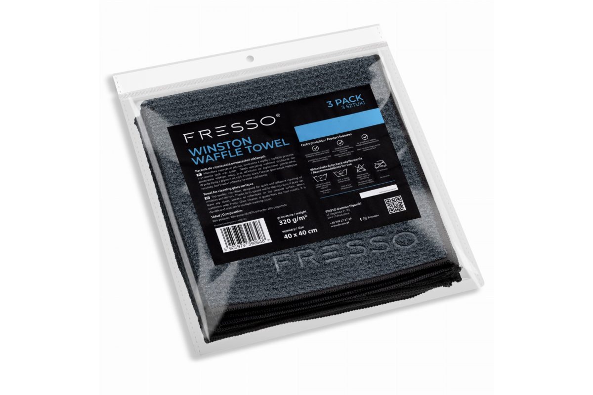 Fresso - Πετσέτες Μικροΐνας Winston Waffle 40 x 40 cm 320 g/m² για Τζάμια και Γυάλινες Επιφάνειες - Σετ 3 Τεμ. (390648/FRE)