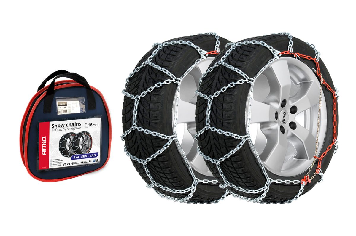 Amio - Σετ Αλυσίδων Χιονιού 4x4 16mm για SUV και Βαρέως Τύπου Οχήματα με Υψηλή Αντοχή και Σταθερή Πρόσφυση σε Χιόνι & Πάγο - 1 Σετ (02124/AM)